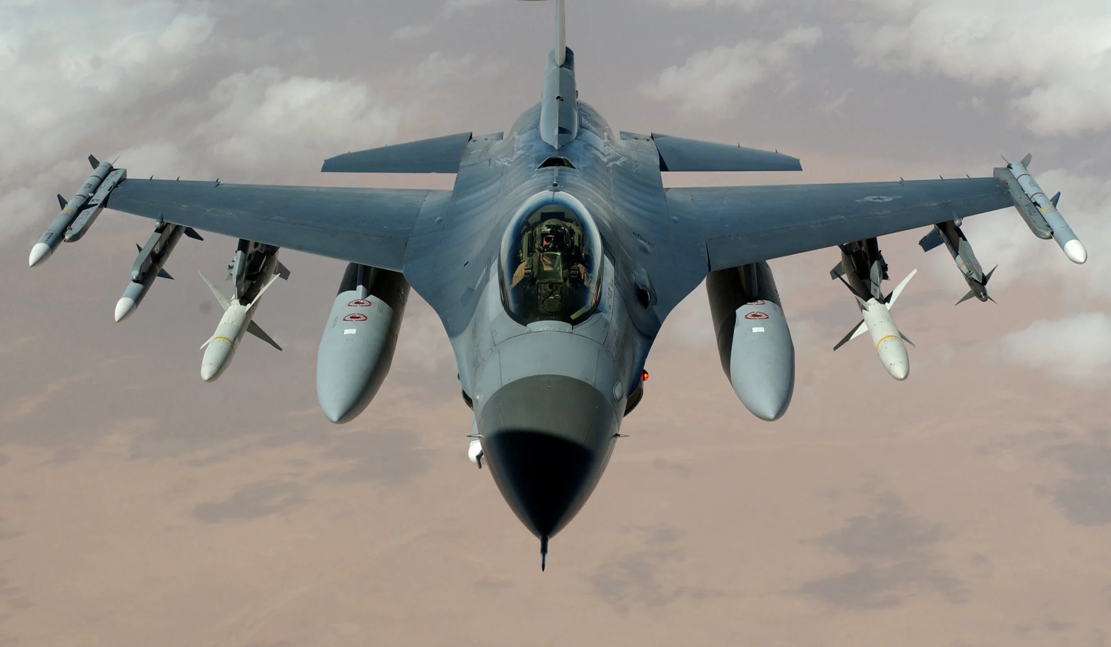 Representative view of General Dynamics F-16 Fighting Falcon.